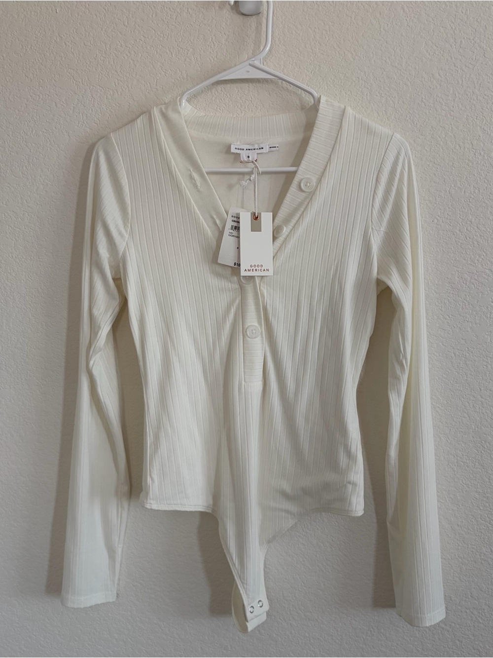 Good American Ribbed Henley Bodysuit